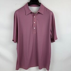 Criquet Mens Bottle Opener Print Performance Polo Shirt Pink Navy Blue RN132201